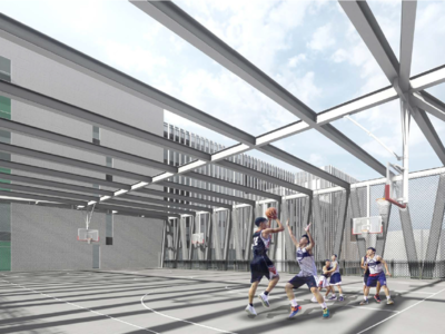 Rooftop basketball court