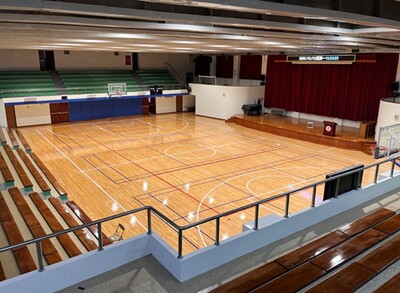The renovated sports court on the 9th floor of Shan-Chih Building